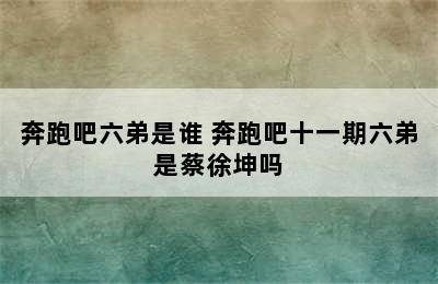 奔跑吧六弟是谁 奔跑吧十一期六弟是蔡徐坤吗